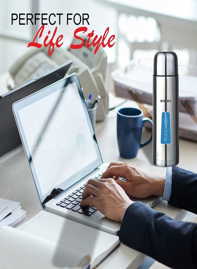 Baltra Bullet Thermosteel Water Bottle Stainless Steel 24 Hours Hot & Cold Double Walled Leak Proof Vacuum Flask/Water Bottle for Office/School/College/Gym/Picnic/Home/Trekking- 500ml, Silver - Image 5